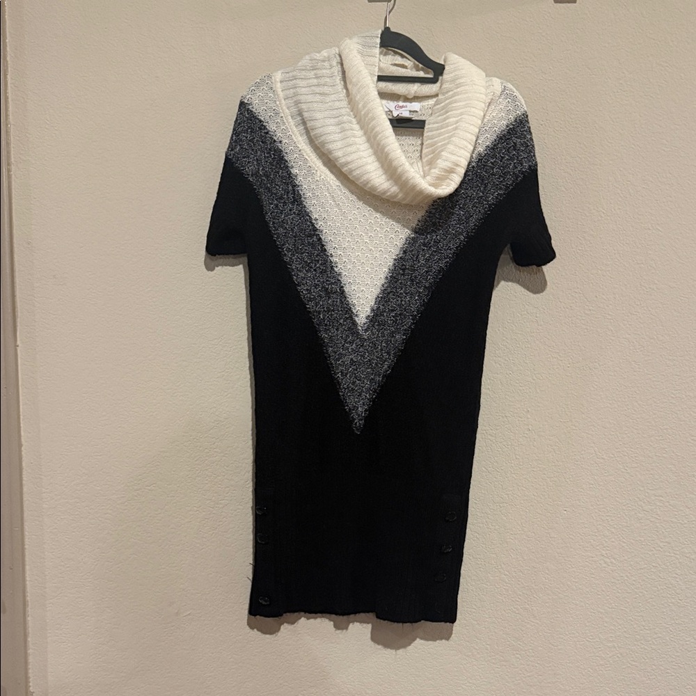 Candie's Black and Cream Cowl Neck Sweater Dress